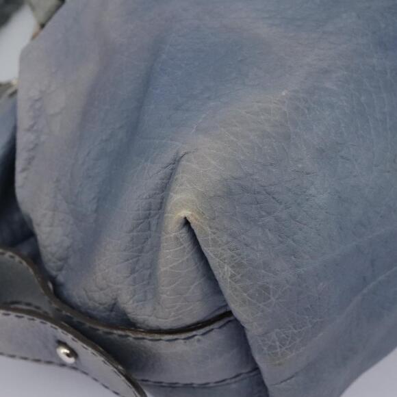 GUCCI Bamboo Tote Bag Leather Blue Silver - Picture 10 of 16